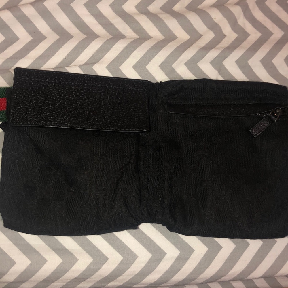 Gucci Black Belt with Green and Red Accents